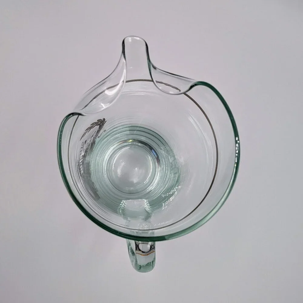 Vintage West Virginia Glass 25th Silver Anniversary Pitcher | Silver Oak Wreath